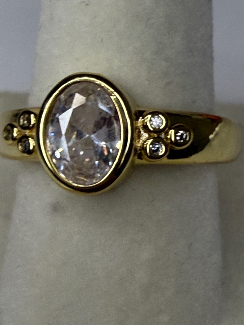Gold Oval CZ Ring - Size 7